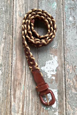Vintage 1970s Leather and Rope Woven Belt Selected by Cherry