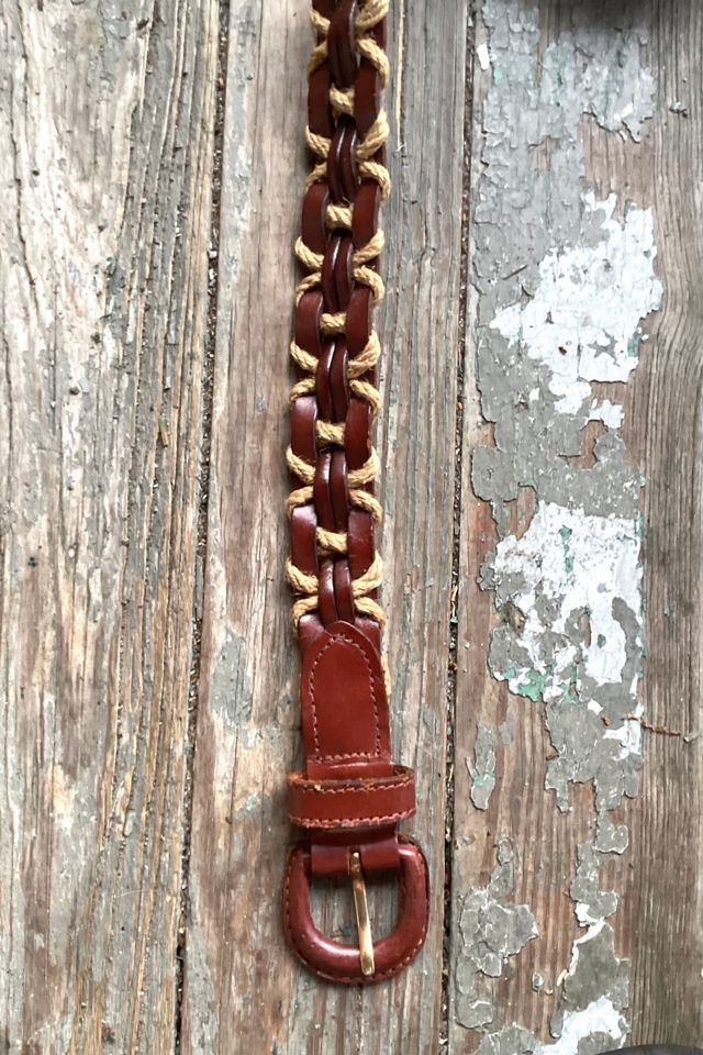 Vintage 1970s Leather and Rope Woven Belt Selected by Cherry #1