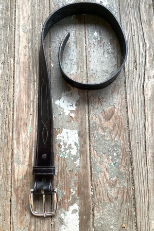 Vintage 1960s Black Leather Western Belt Selected by Cherry