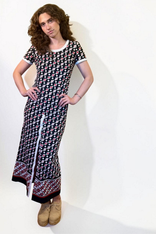 1970's Geometric Print Slit Maxi Dress Selected by Personal Choice