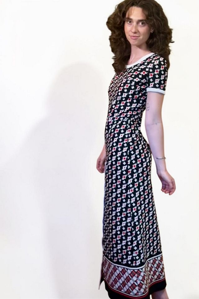 1970's Geometric Print Slit Maxi Dress Selected by Personal Choice #2