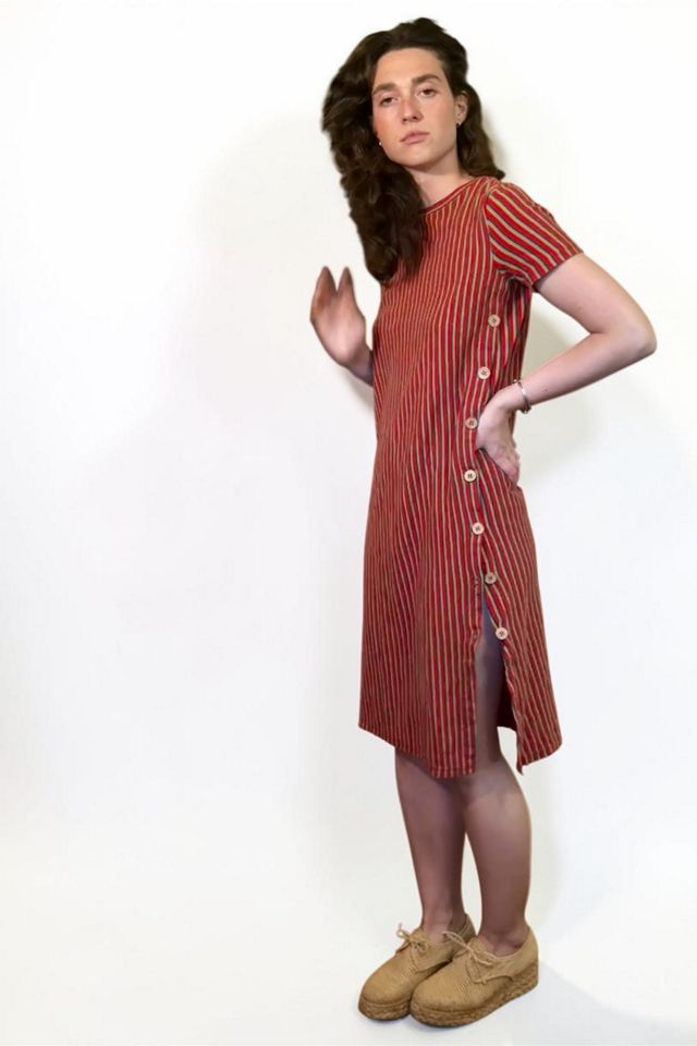 1970s Striped Dress with Button Up Side Slit Selected by Personal Choice #2