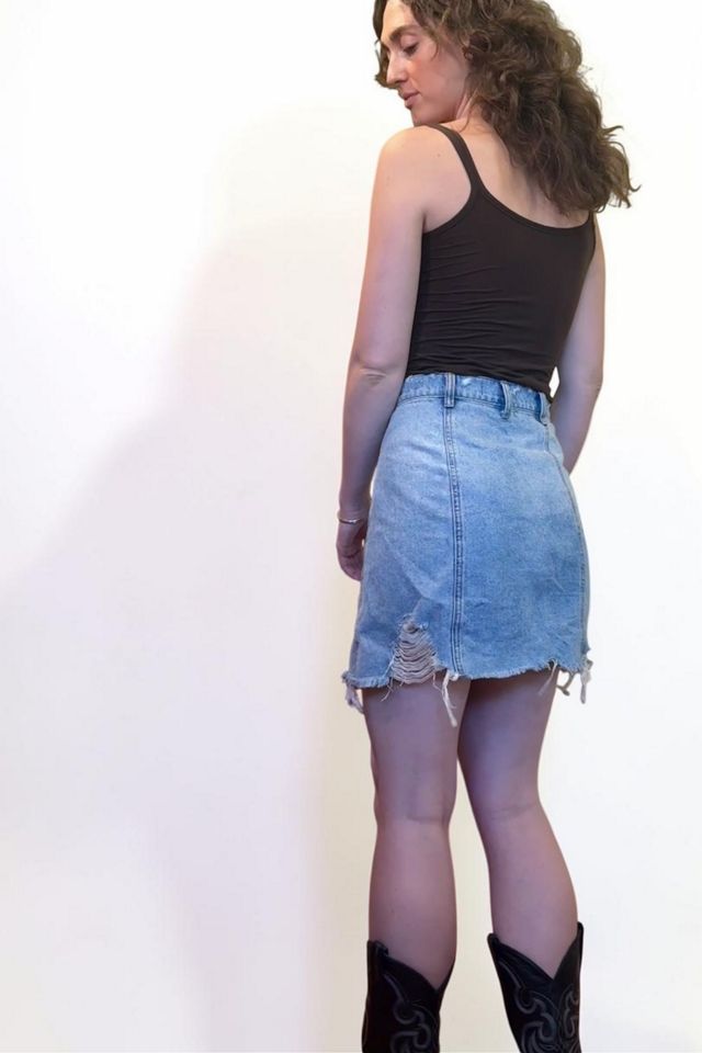 Thrashed Jean Mini Skirt Selected by Personal Choice #1