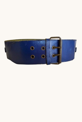 Vintage Blue Leather Belt Selected By Ankh By Racquel