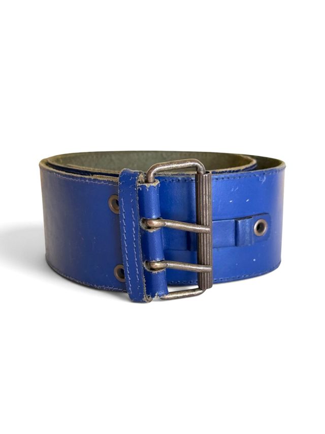 Vintage Blue Leather Belt Selected By Ankh By Racquel #2