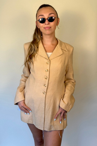 Nineties Beige Linen Blazer Selected By Ankh By Racquel