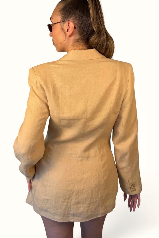 Nineties Beige Linen Blazer Selected By Ankh By Racquel #3