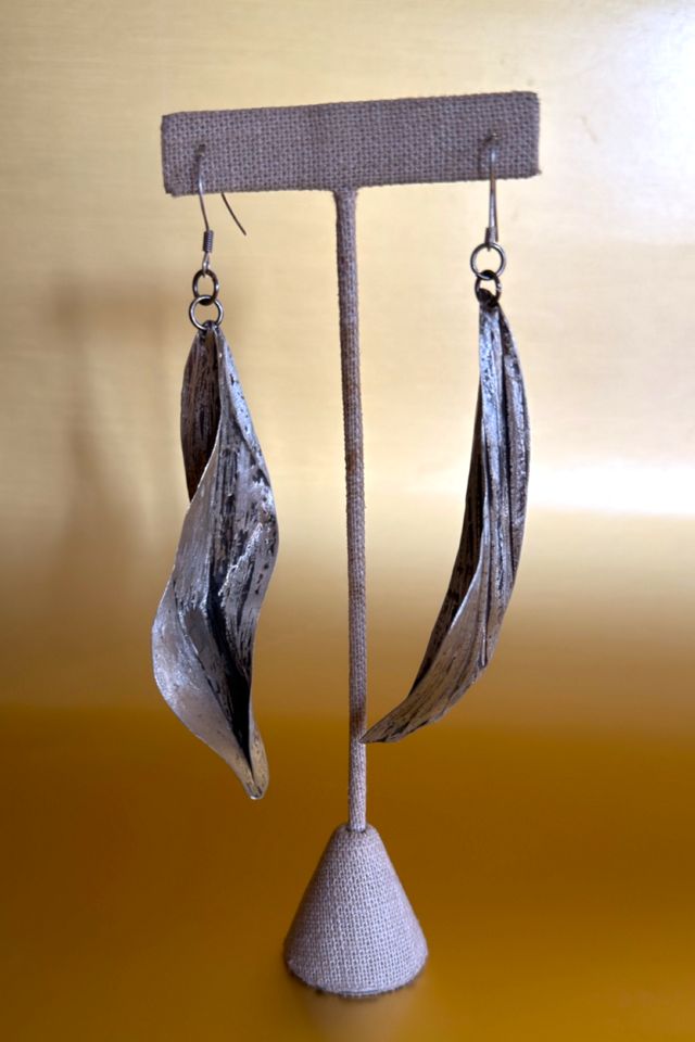 Vintage Sculptural Long Silver Earrings Selected By Ankh By Racquel #1