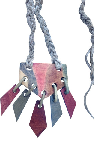 Vintage Stained Wood Pendant With Braided Leather Selected By Ankh By Racquel