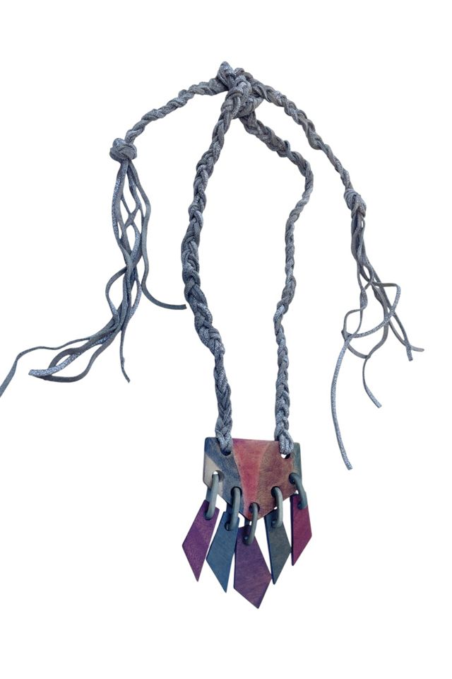 Vintage Stained Wood Pendant With Braided Leather Selected By Ankh By Racquel #2
