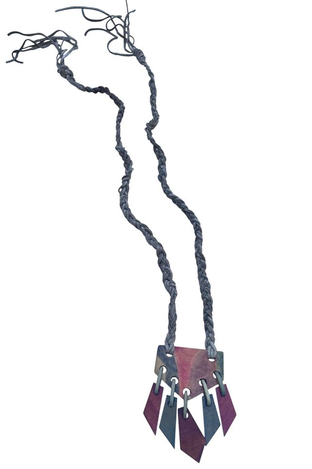 Vintage Stained Wood Pendant With Braided Leather Selected By Ankh By Racquel #3