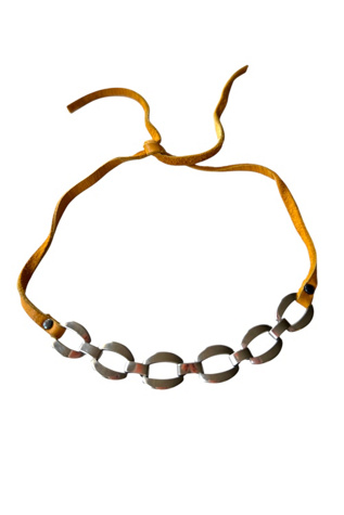 Vintage Chain And Leather Choker Selected By Ankh By Racquel