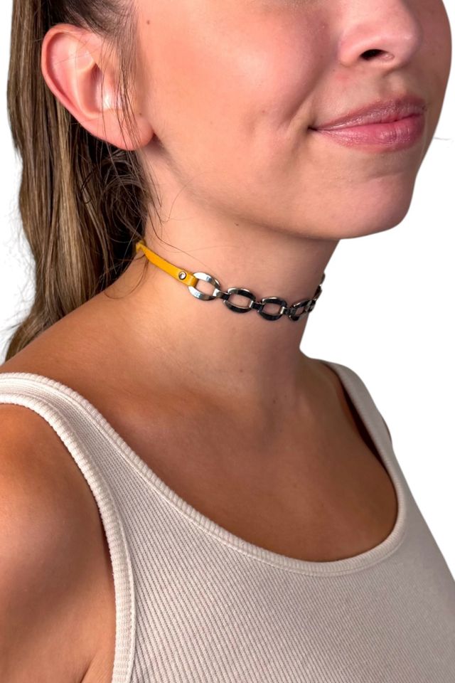 Vintage Chain And Leather Choker Selected By Ankh By Racquel #1