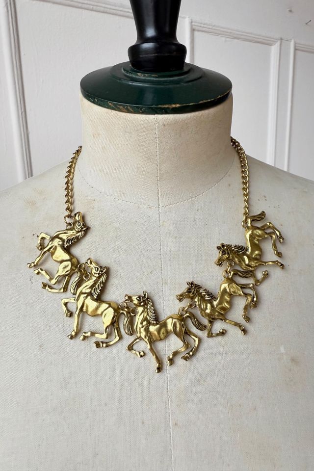 Vintage Golden Ponies Equestrian Necklace Selected by MARMALADE #2