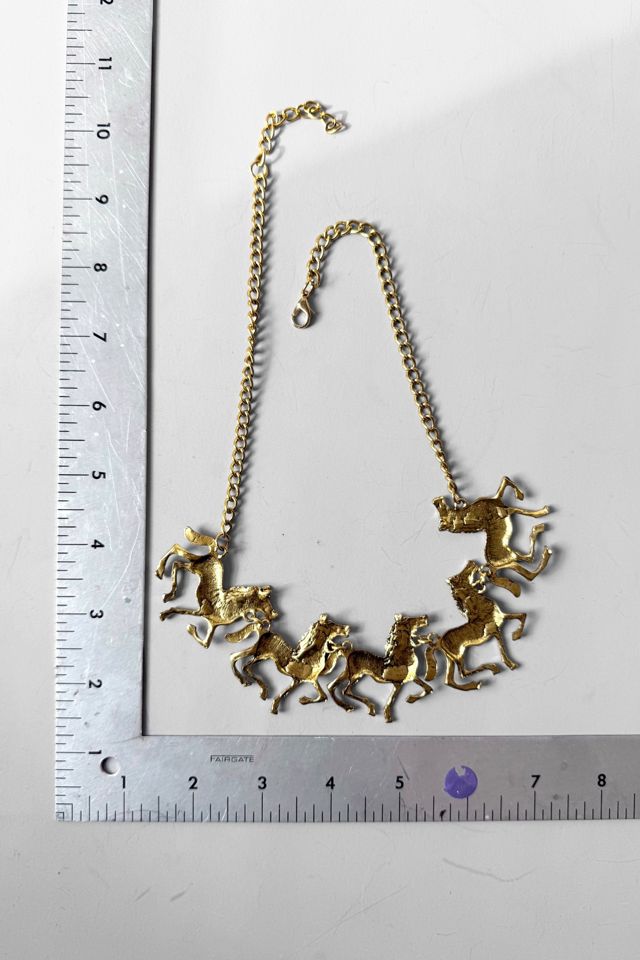 Vintage Golden Ponies Equestrian Necklace Selected by MARMALADE #3