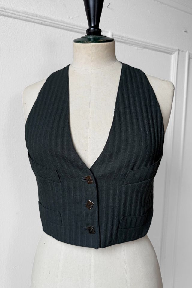 90s Karl Lagerfeld Pinstriped Logo Button Vest Selected By MARMALADE #1