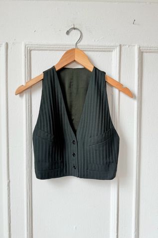 90s Karl Lagerfeld Pinstriped Logo Button Vest Selected By MARMALADE
