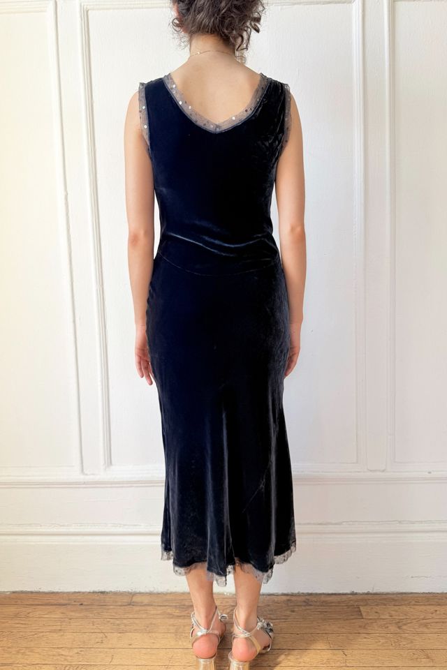 Y2K Ink Blue Velvet Slip Dress Selected by MARMALADE #3