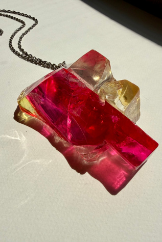 Asymmetrical Resin Pendant Necklace Selected by Wax Plant