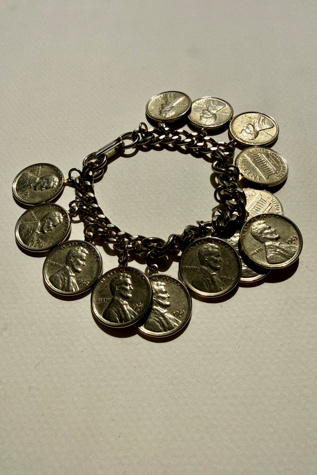 Silver Penny Charm Bracelet Selected by Wax Plant
