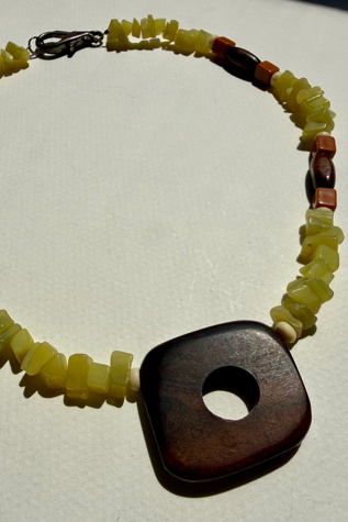 Wood Bead Pendant Necklace Selected by Wax Plant