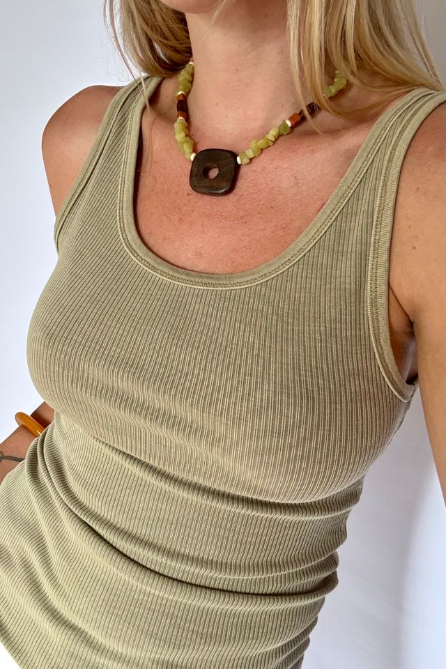 Wood Bead Pendant Necklace Selected by Wax Plant #1