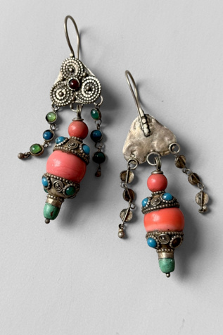 Женские серьги Marmalade Vintage Nomadic Sterling Silver Coral Turquoise Dangle Selected, цвет: Коралловый — фото 3
