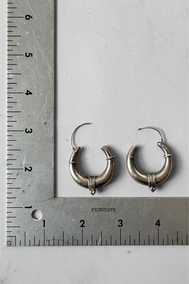 Vintage Sterling Silver Traditional Crafted Hoop Earrings Selected By MARMALADE #2