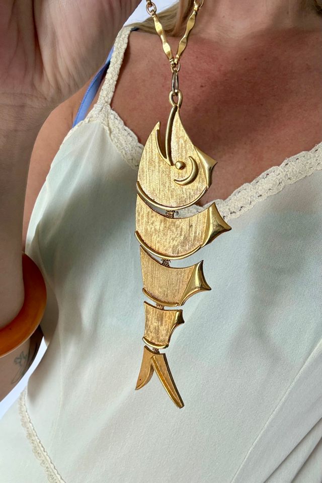 Vintage Gold Articulated Fish Necklace Selected by Wax Plant #2