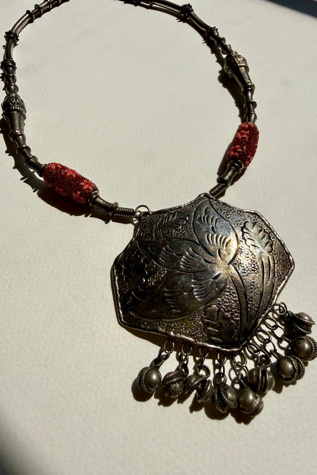 Silver Engraved Statement Necklace Selected by Wax Plant