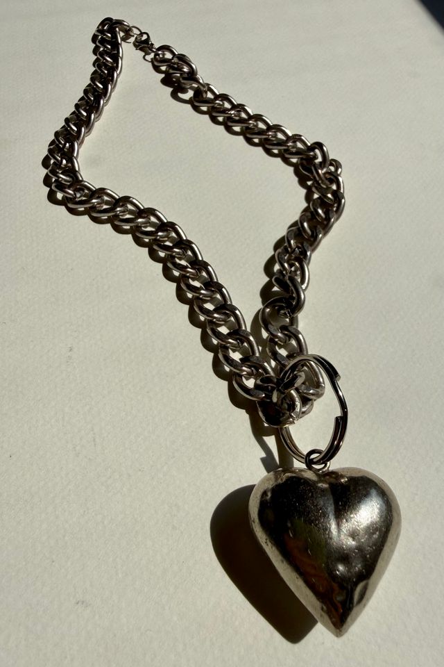 Silver Puffy Heart Charm Necklace Selected by Wax Plant #1