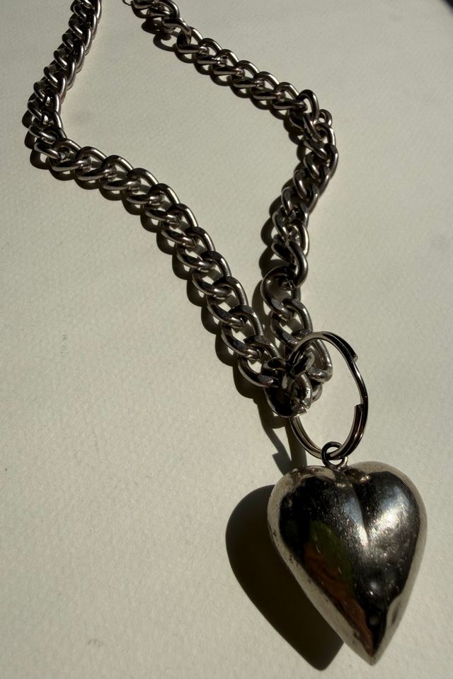 Silver Puffy Heart Charm Necklace Selected by Wax Plant #2