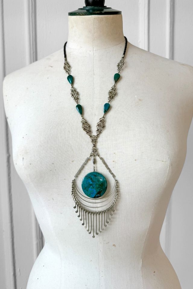 Vintage Artisanal Turquoise Fringe Necklace Selected By MARMALADE #2