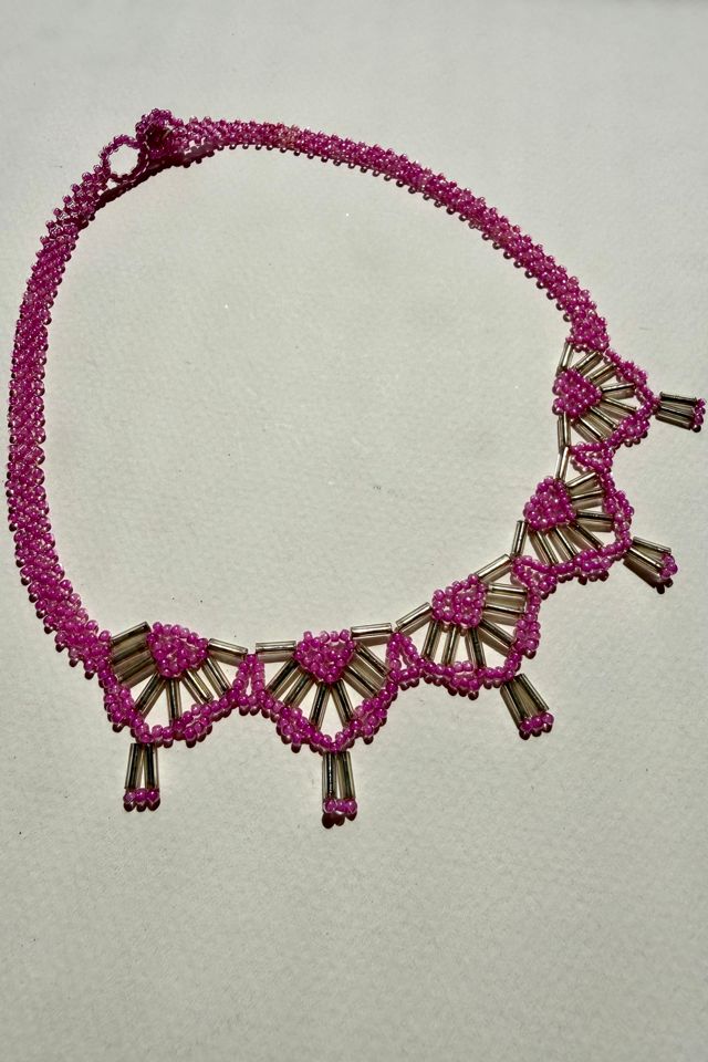 Pink Seed Bead Necklace Selected by Wax Plant #1