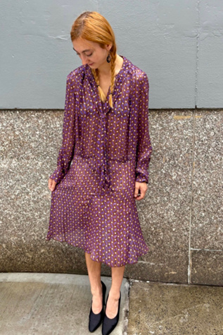 2003 Anna Sui Silk Print Runway Dress Selected by Nomad Vintage