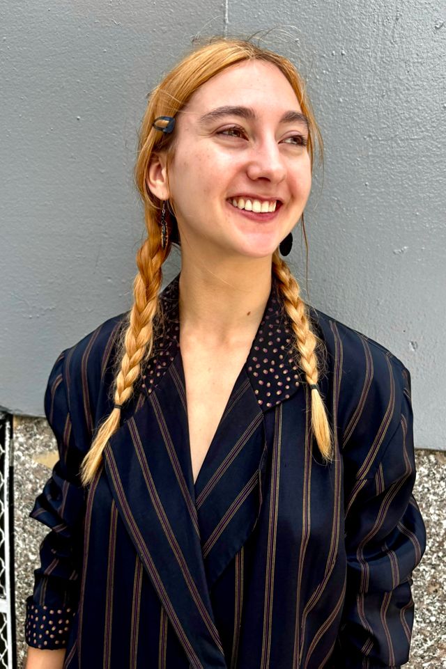 1980’s Silk Pinstripe Shirt Dress with Skort Selected by Nomad Vintage #1