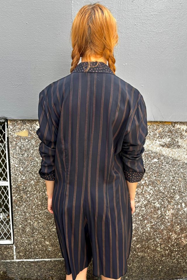 1980’s Silk Pinstripe Shirt Dress with Skort Selected by Nomad Vintage #2