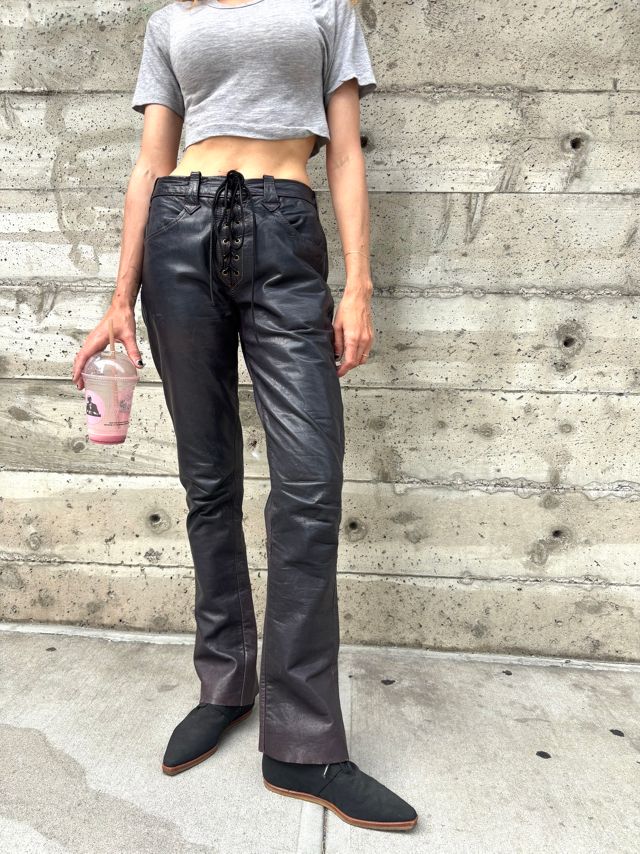 Vintage East West Leather Lace Up Pants Selected by Nomad Vintage #3