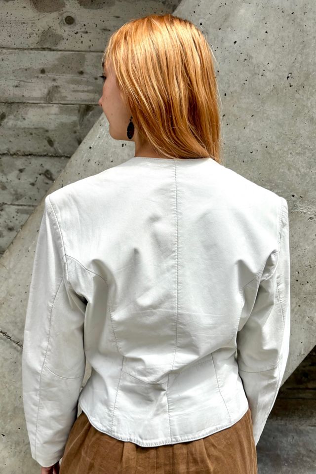 1980’s White Leather Jacket Selected by Nomad Vintage #1