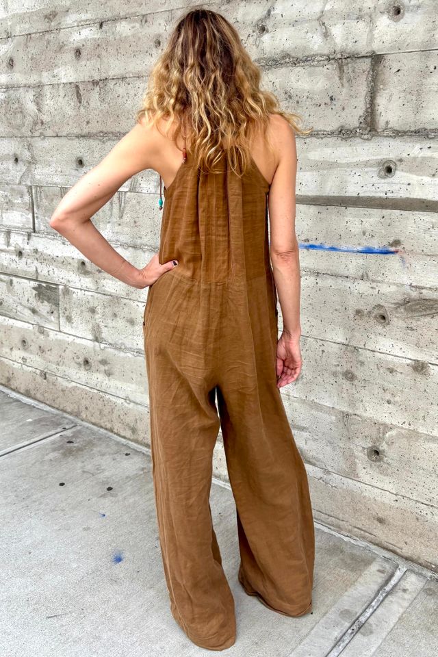 Vintage Brown Linen Jumpsuit Selected by Nomad Vintage #1