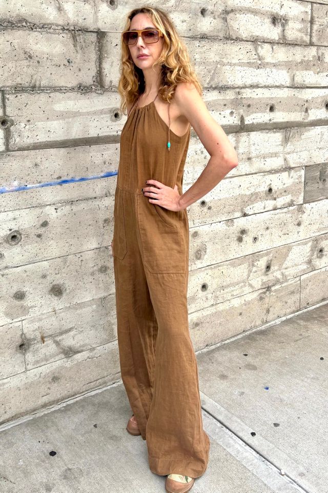 Vintage Brown Linen Jumpsuit Selected by Nomad Vintage #3