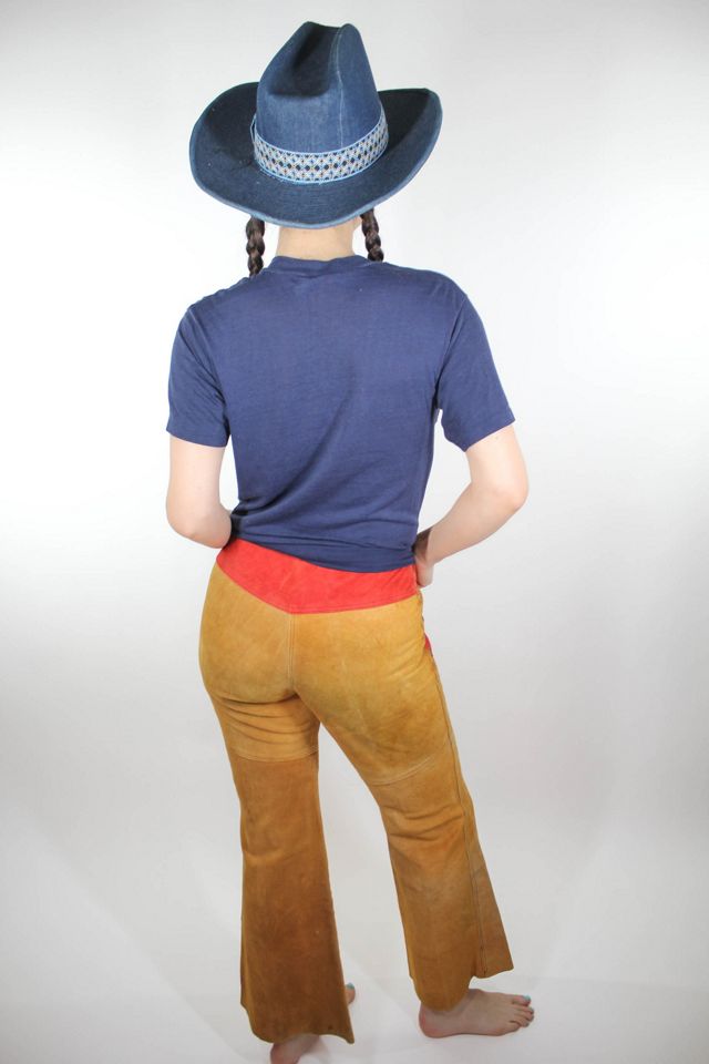 1970s Orange Suede Patchwork Flare Pants Selected By Moons + Junes Vintage #3