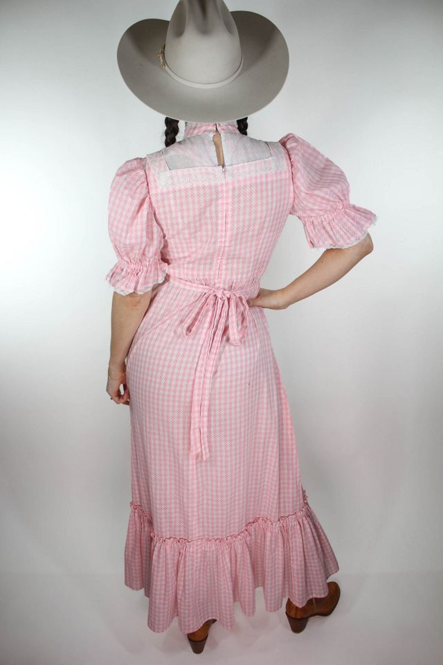 1960s Pink Checkered Ruffle Prairie Dress Selected By Moons + Junes Vintage #2