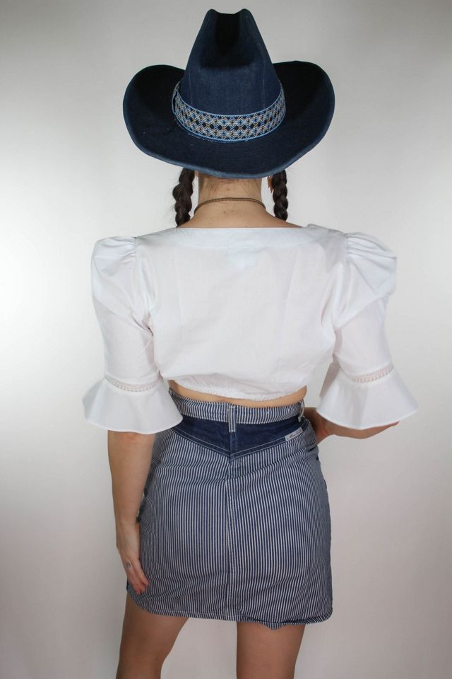 1980s Pin Stripe High Waist Denim Skirt Selected By Moons + Junes Vintage #2