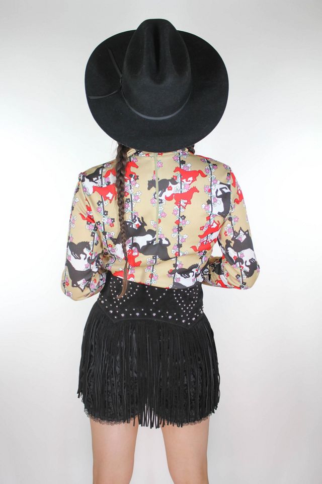 1960s Western Horse Print Turtleneck Blouse Selected By Moons + Junes Vintage #1