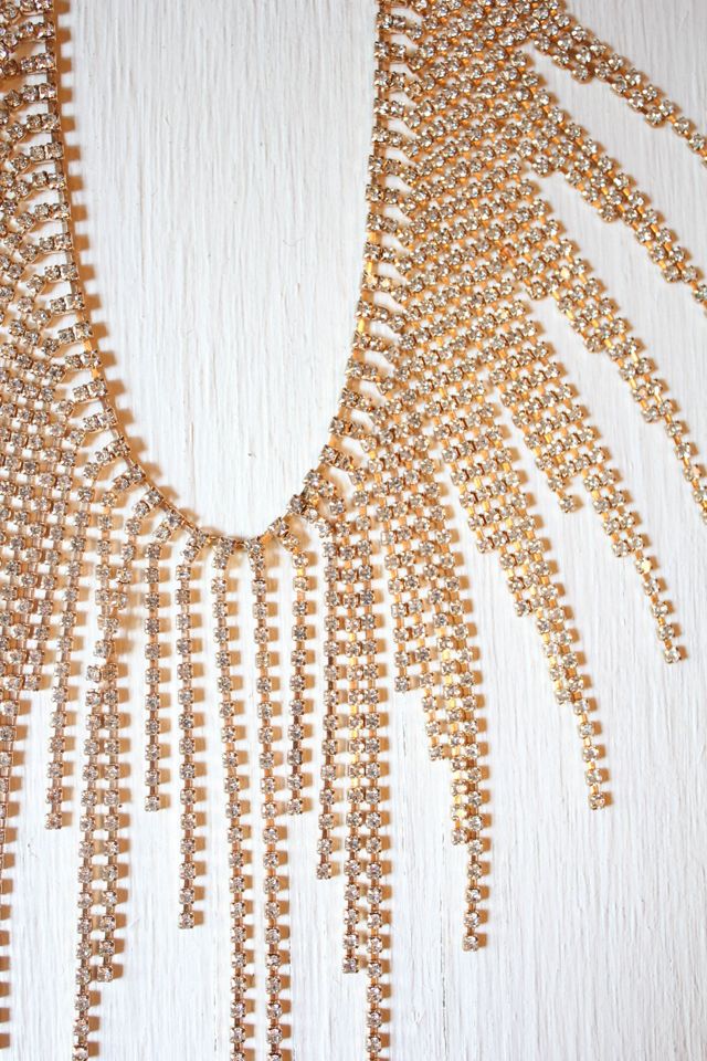 Western Rhinestone Fringe Statement Collar Necklace Selected By Moons + Junes Vintage #3
