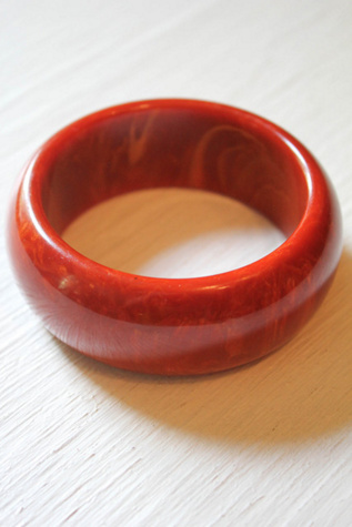 Vintage Marbled Amber Bakelite Bangle Bracelet Selected By Moons + Junes Vintage