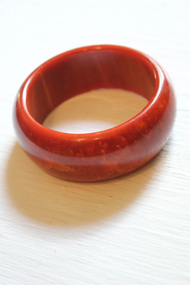 Vintage Marbled Amber Bakelite Bangle Bracelet Selected By Moons + Junes Vintage #3