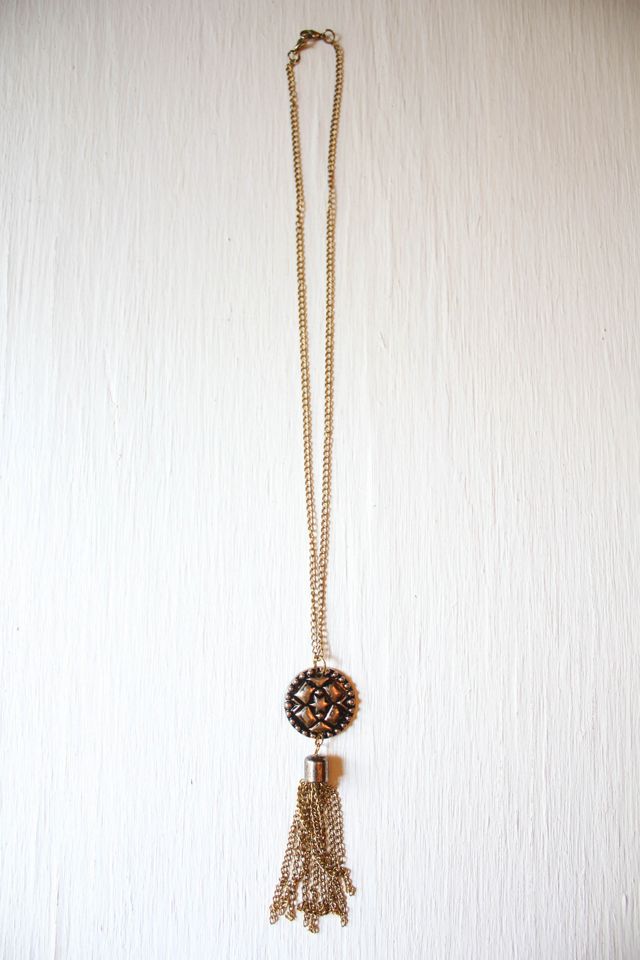 Vintage Star Medallion Gold Tone Fringe Necklace Selected By Moons + Junes Vintage #3