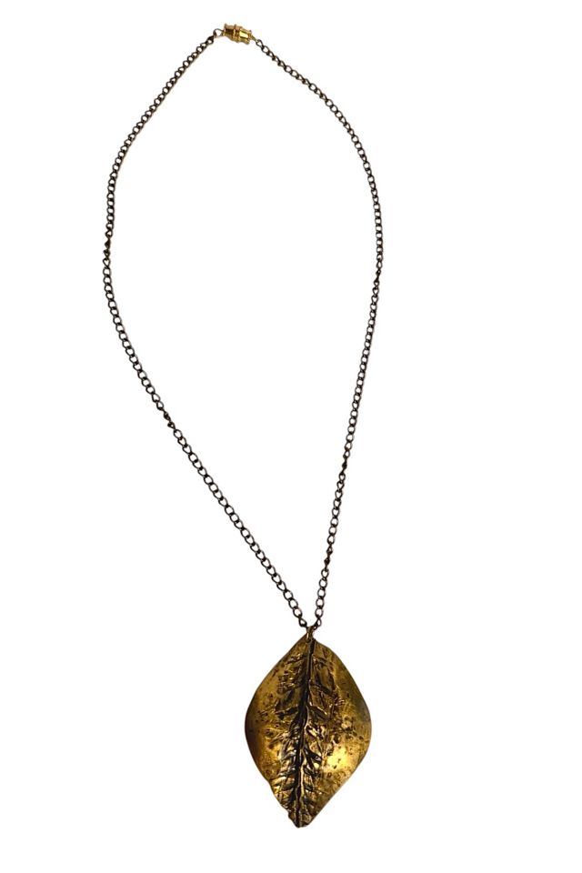 Vintage Brass Leaf Charm Necklace Selected By Ankh By Racquel #1